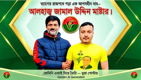 আলহাজ্ব জামাল উদ্দিন মাস্টারের ছবি ব্যবহার করে তৈরি এআই পোস্টার—একতা ডিজিটাল ডায়াগনস্টিক সেন্টার প্রসঙ্গে