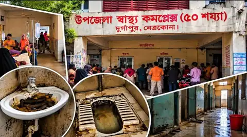 দুর্গাপুর উপজেলা স্বাস্থ্য কমপ্লেক্সের প্রবেশপথ, ওয়ার্ড, বেসিন ও টয়লেট
