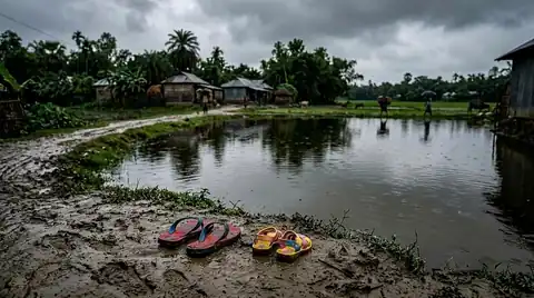 খালিয়াজুরীতে ডোবায় ডুবে দুই শিশুর মৃত্যু—পুকুরপাড়ে ফেলে রাখা চপ্পল
